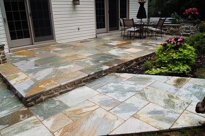 Stone Porch with table and chairs